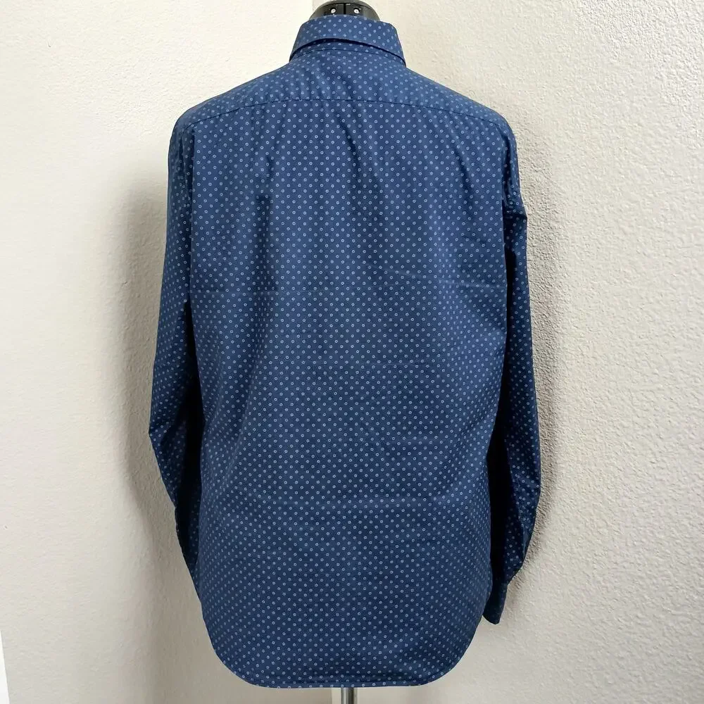 Banana Republic Slim Flex Fit Tech Stretch Cotton Shirt Mens L navy blue floral